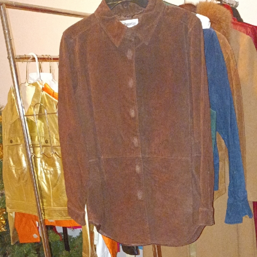 A Genuine Elegant Chocolate Brown Suede Women's Top